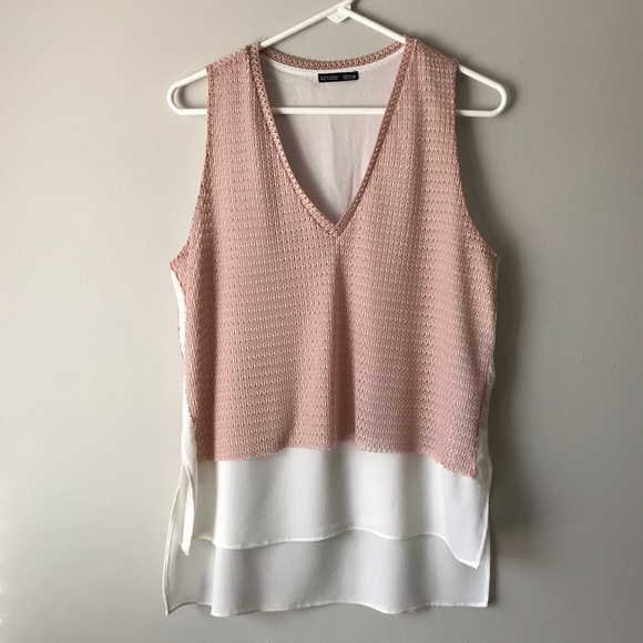 Zara Tops - Zara Collection Pink and Cream Double Layer Tank